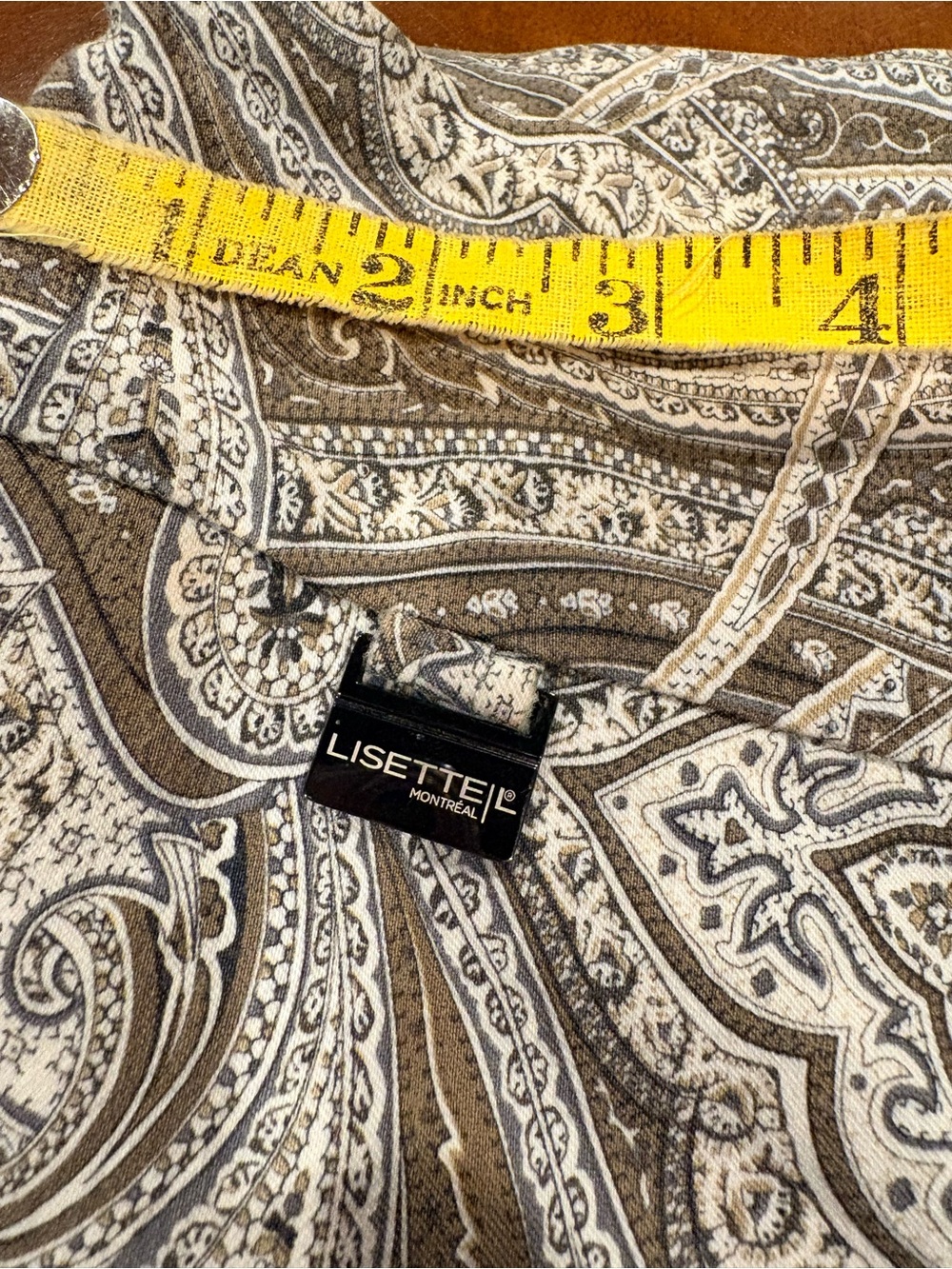 LISETTE Paisley Print leggings in Taupe, Cream & Gray, size s/m - Picture 4 of 5